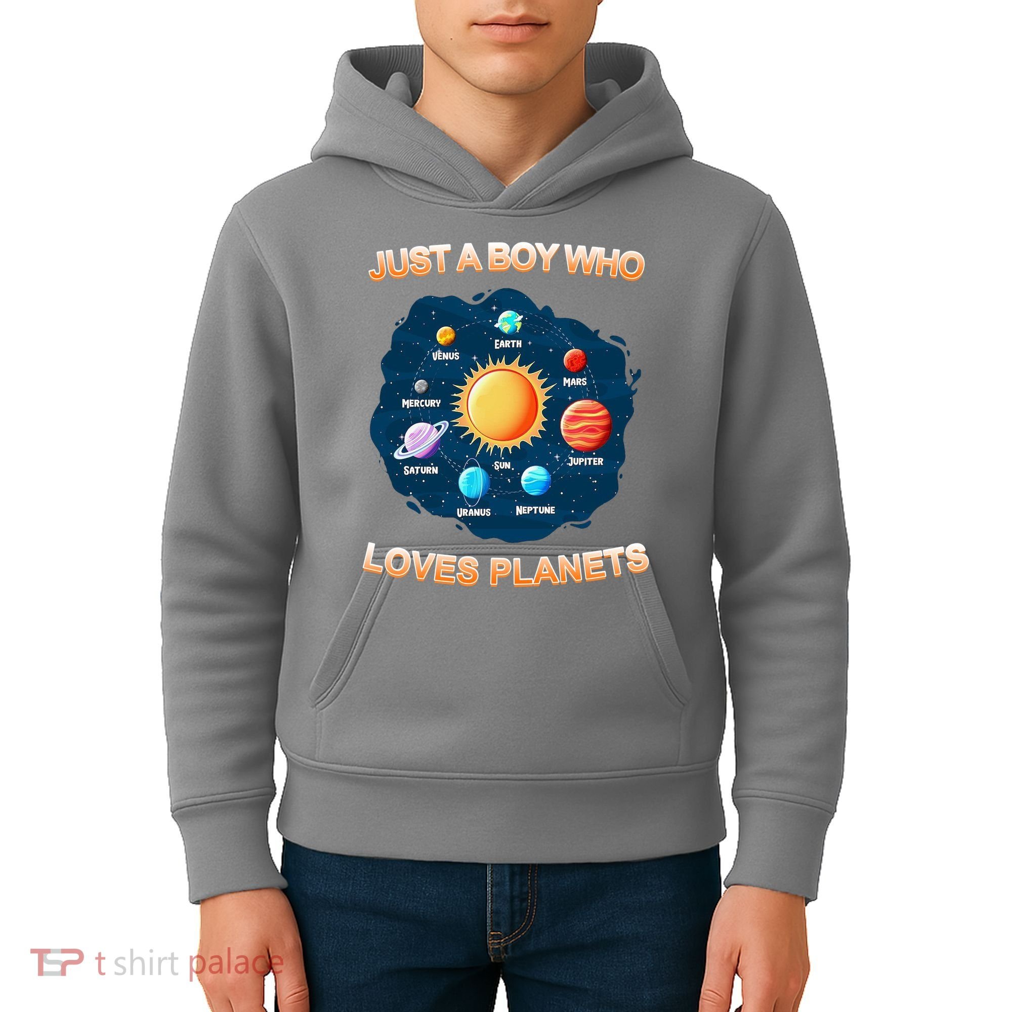 Just A Boy Who Loves Planets Kids Hoodie