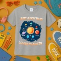 Just A Boy Who Loves Planets Kids T-Shirt thumb 3
