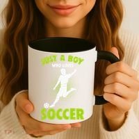 Just A Boy Who Loves Soccer Player Kids Coffee Mug thumb 3