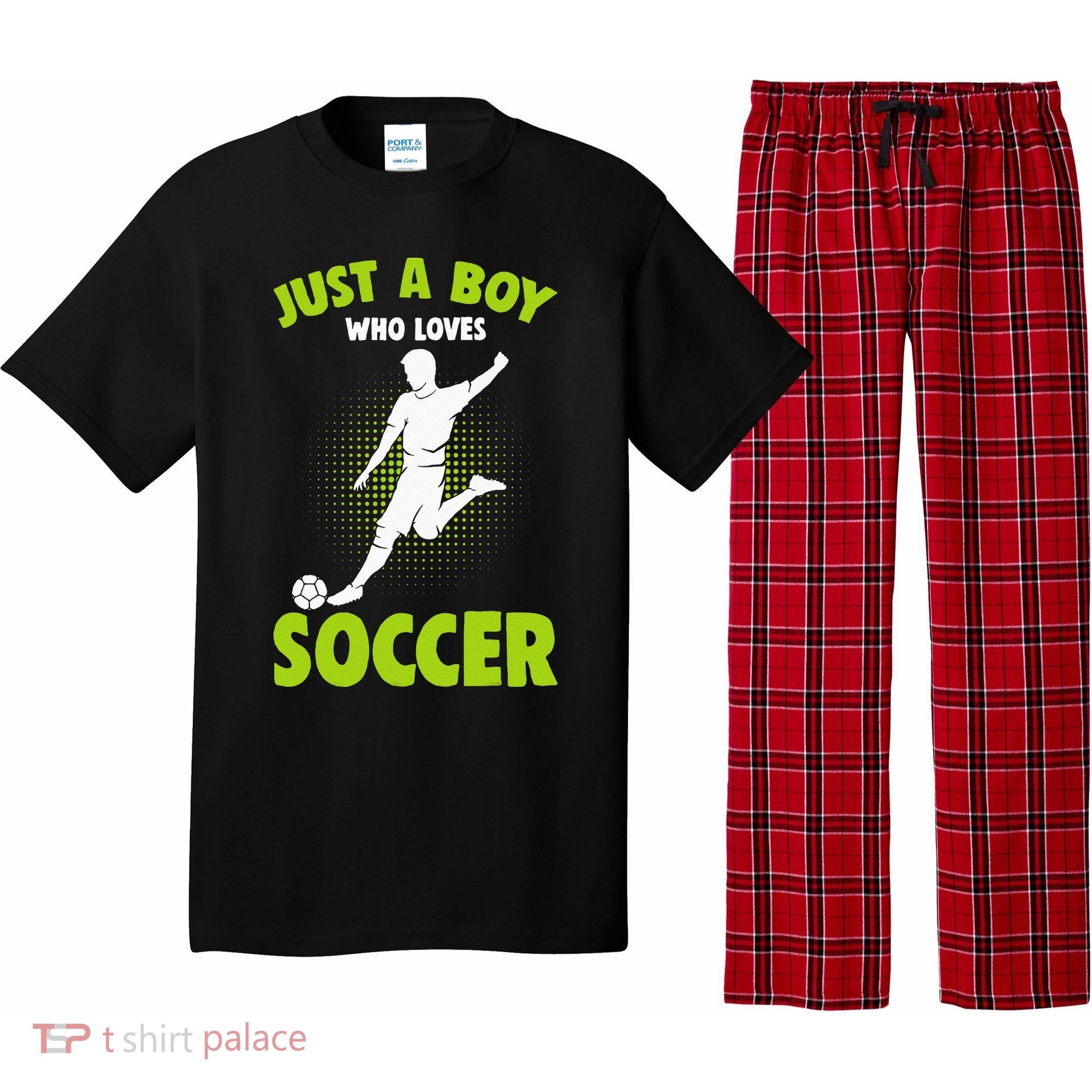 Just A Boy Who Loves Soccer Player Kids Pajama Set