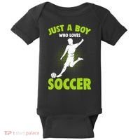Just A Boy Who Loves Soccer Player Kids Baby Bodysuit thumb 0