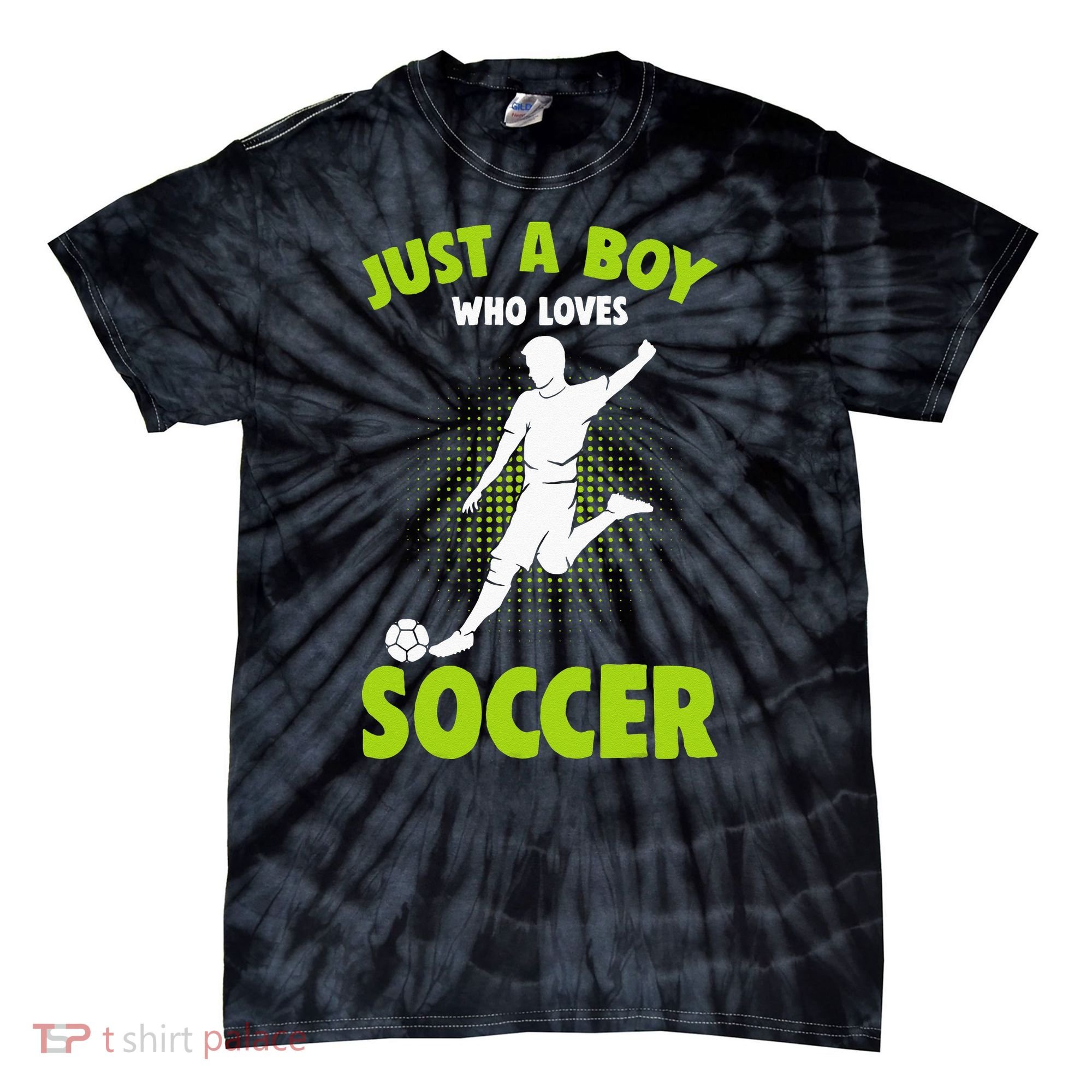 Just A Boy Who Loves Soccer Player Kids Tie-Dye T-Shirt