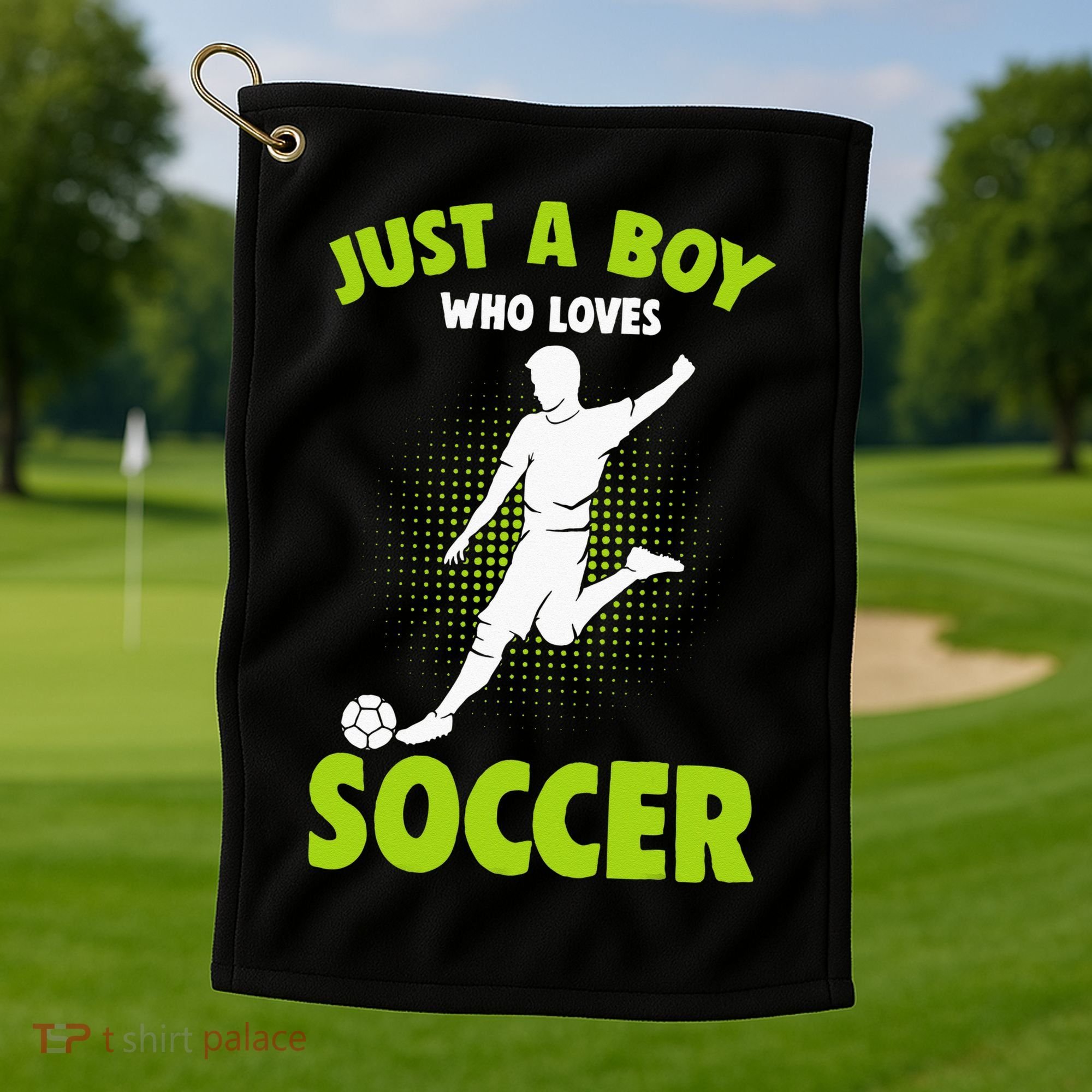 Just A Boy Who Loves Soccer Player Kids Golf Towel