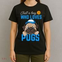 Just A Boy Who Loves Pugs T-Shirt thumb 4