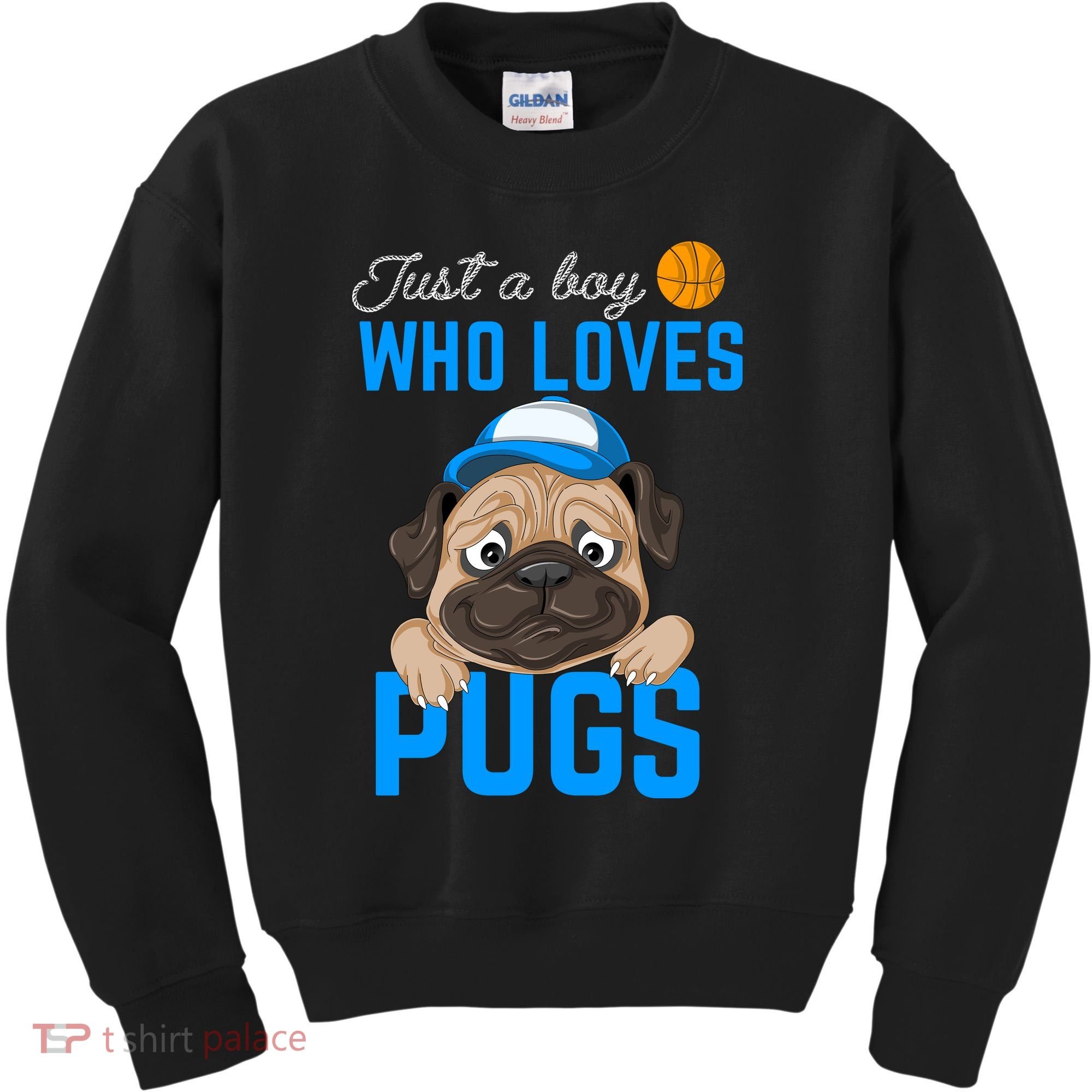 Just A Boy Who Loves Pugs Kids Sweatshirt