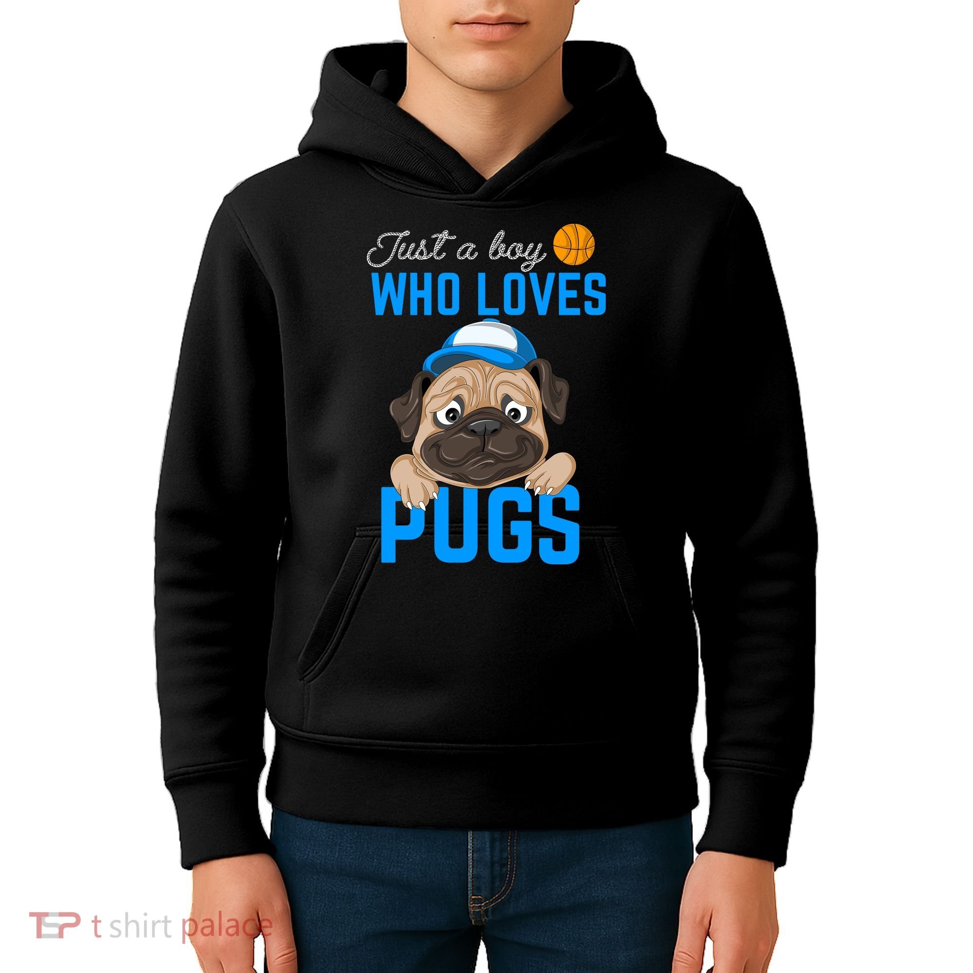 Just A Boy Who Loves Pugs Kids Hoodie