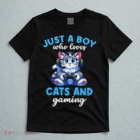Just A Boy Who Loves Cats And Gaming Gaming Video Games T-Shirt thumb 5