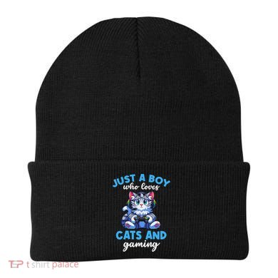 Just A Boy Who Loves Cats And Gaming Gaming Video Games Beanie
