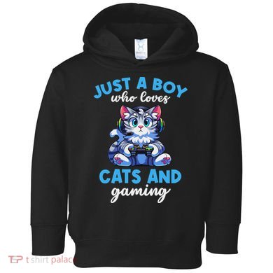 Just A Boy Who Loves Cats And Gaming Gaming Video Games Toddler Hoodie