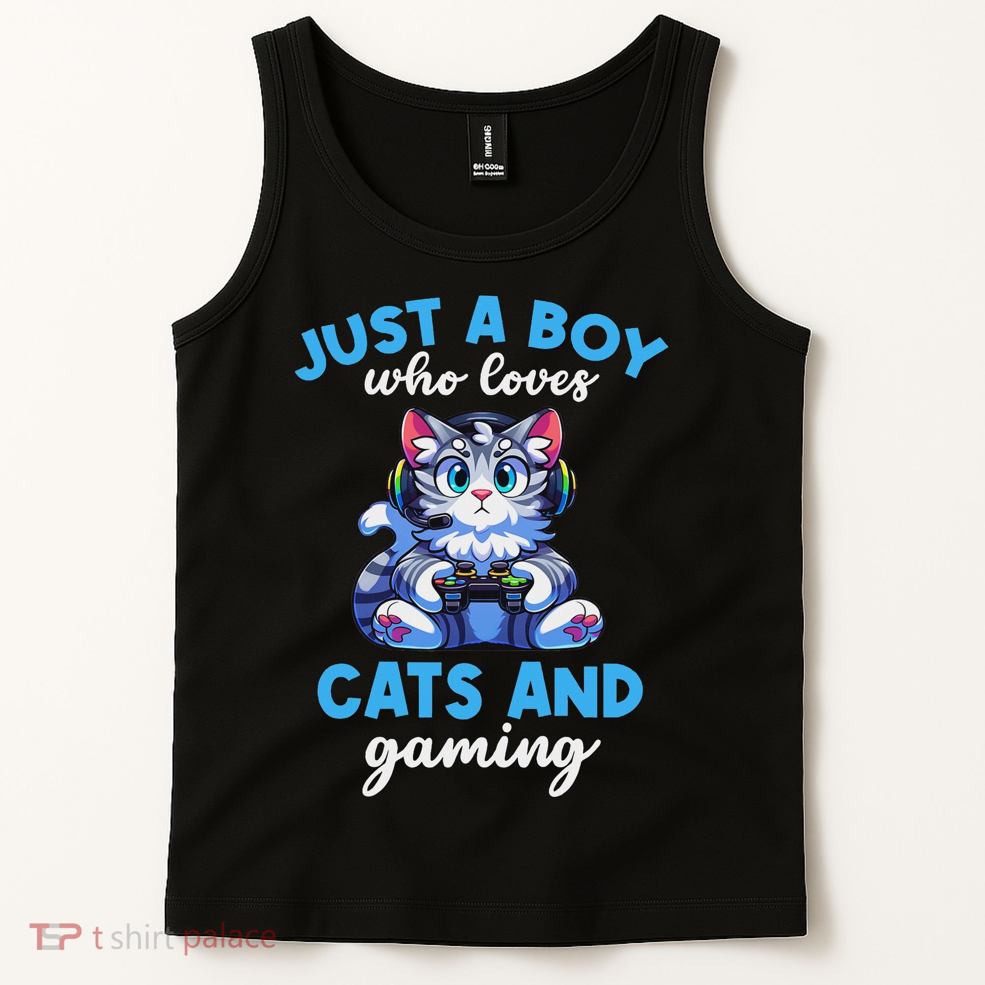 Just A Boy Who Loves Cats And Gaming Gaming Video Games Tank Top