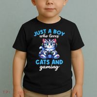 Just A Boy Who Loves Cats And Gaming Gaming Video Games Toddler T-Shirt thumb 2