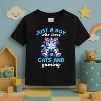 Just A Boy Who Loves Cats And Gaming Gaming Video Games Toddler T-Shirt thumb 3