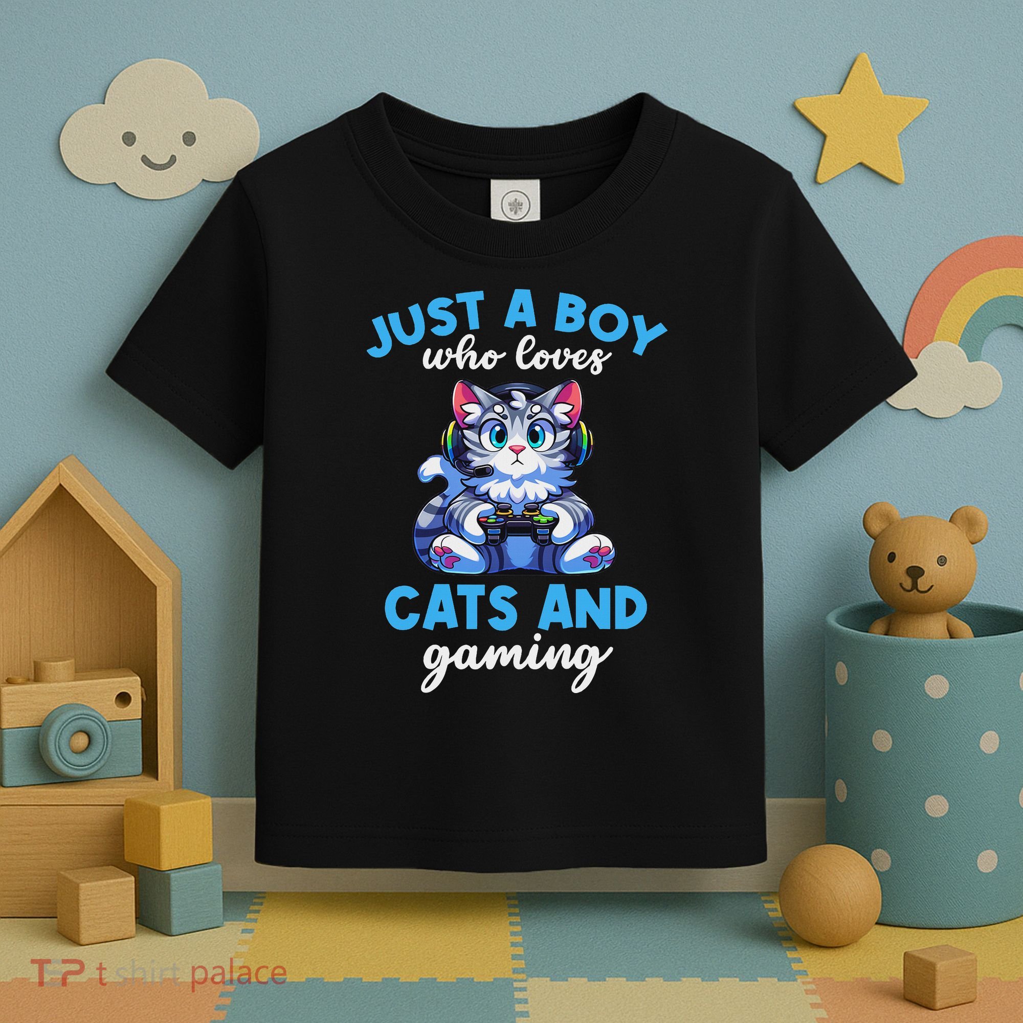 Just A Boy Who Loves Cats And Gaming Gaming Video Games Toddler T-Shirt