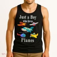 Just A Boy Who Loves Planes Airplane Tank Top thumb 3