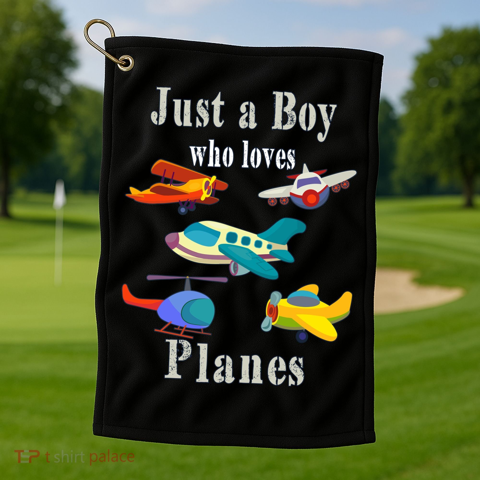Just A Boy Who Loves Planes Airplane Golf Towel