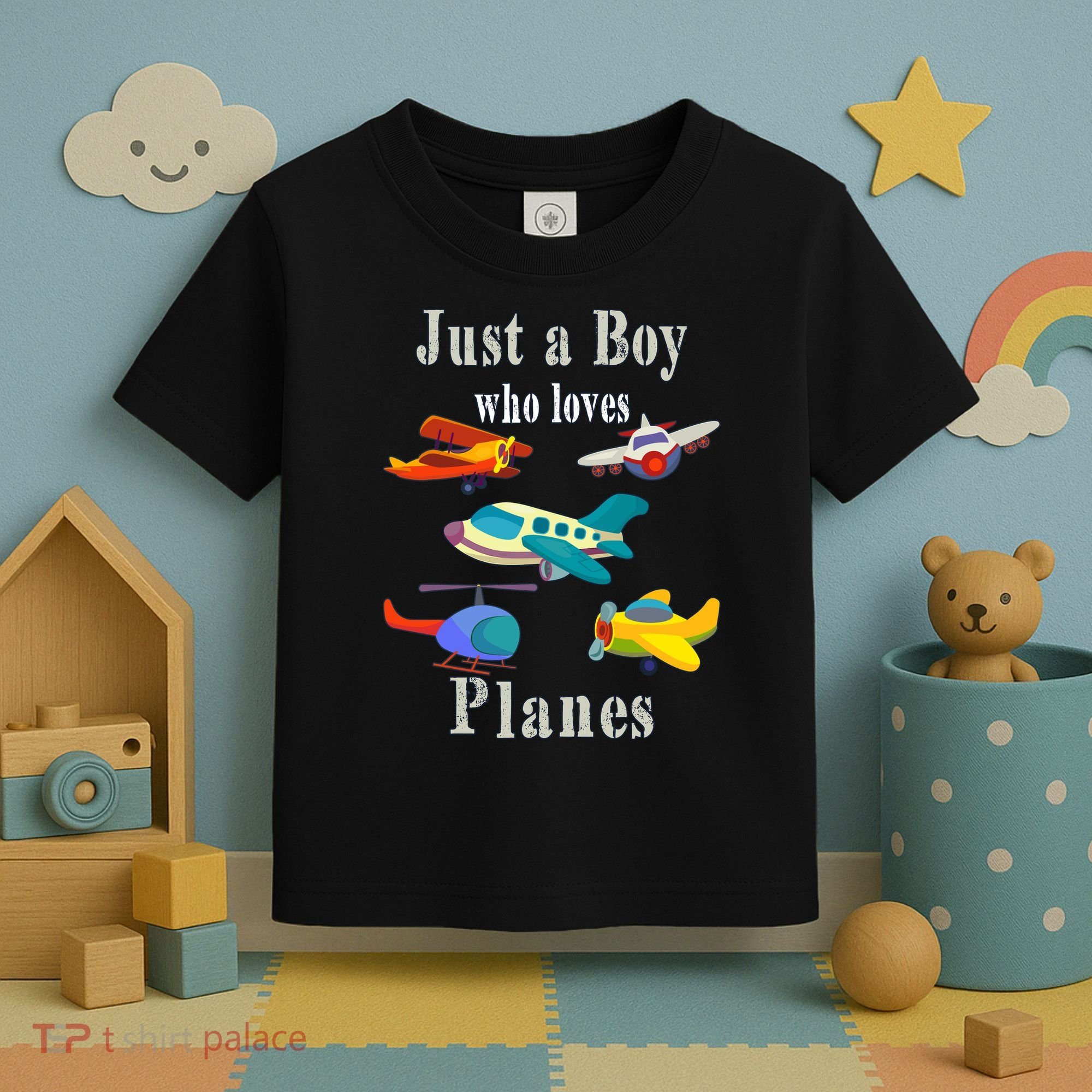 Just A Boy Who Loves Planes Airplane Toddler T-Shirt