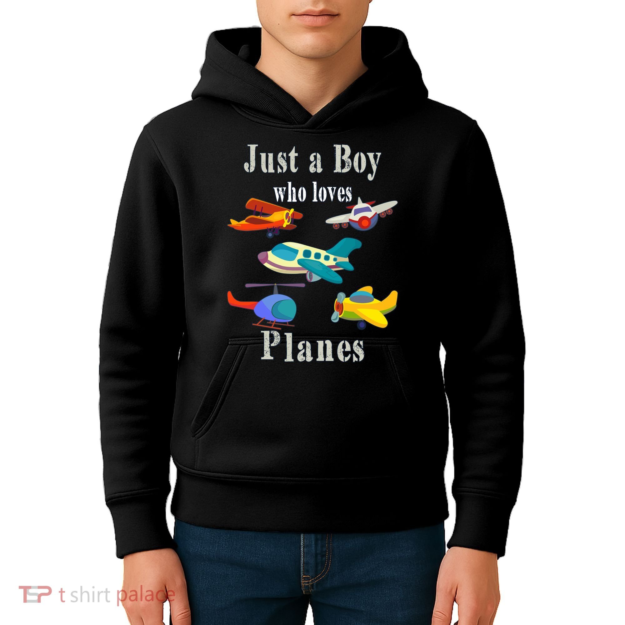 Just A Boy Who Loves Planes Airplane Kids Hoodie