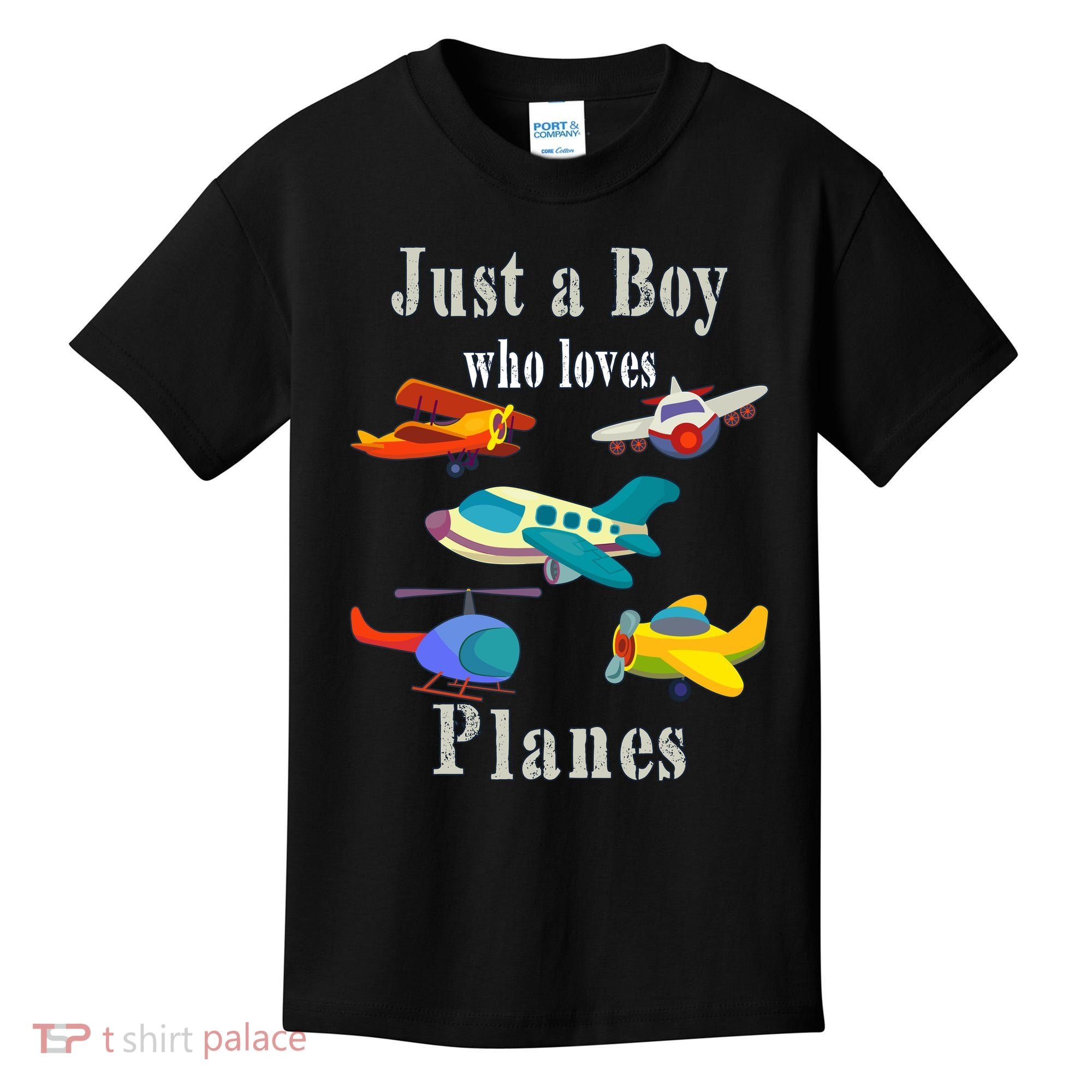 Just A Boy Who Loves Planes Airplane Kids T-Shirt