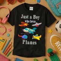 Just A Boy Who Loves Planes Airplane Kids T-Shirt thumb 3