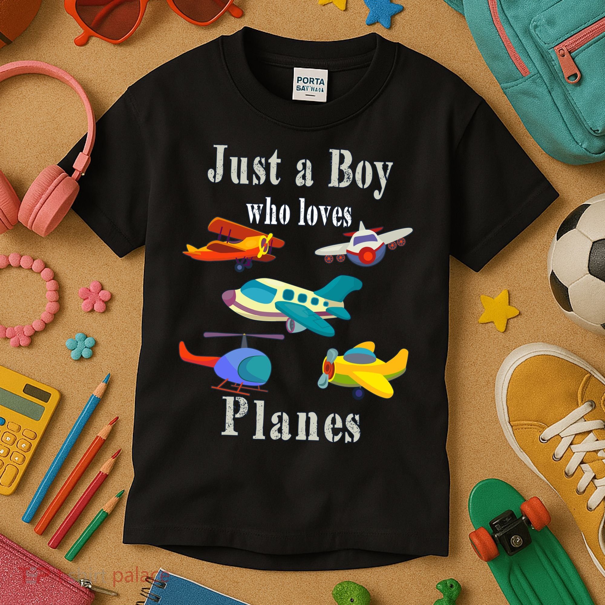 Just A Boy Who Loves Planes Airplane Kids T-Shirt