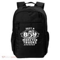 Just A Boy Who Loves Monster Trucks Monster Truck Driver Gift Backpack thumb 0