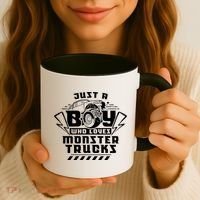Just A Boy Who Loves Monster Trucks Monster Truck Driver Gift Coffee Mug thumb 3