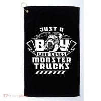 Just A Boy Who Loves Monster Trucks Monster Truck Driver Gift Golf Towel thumb 0