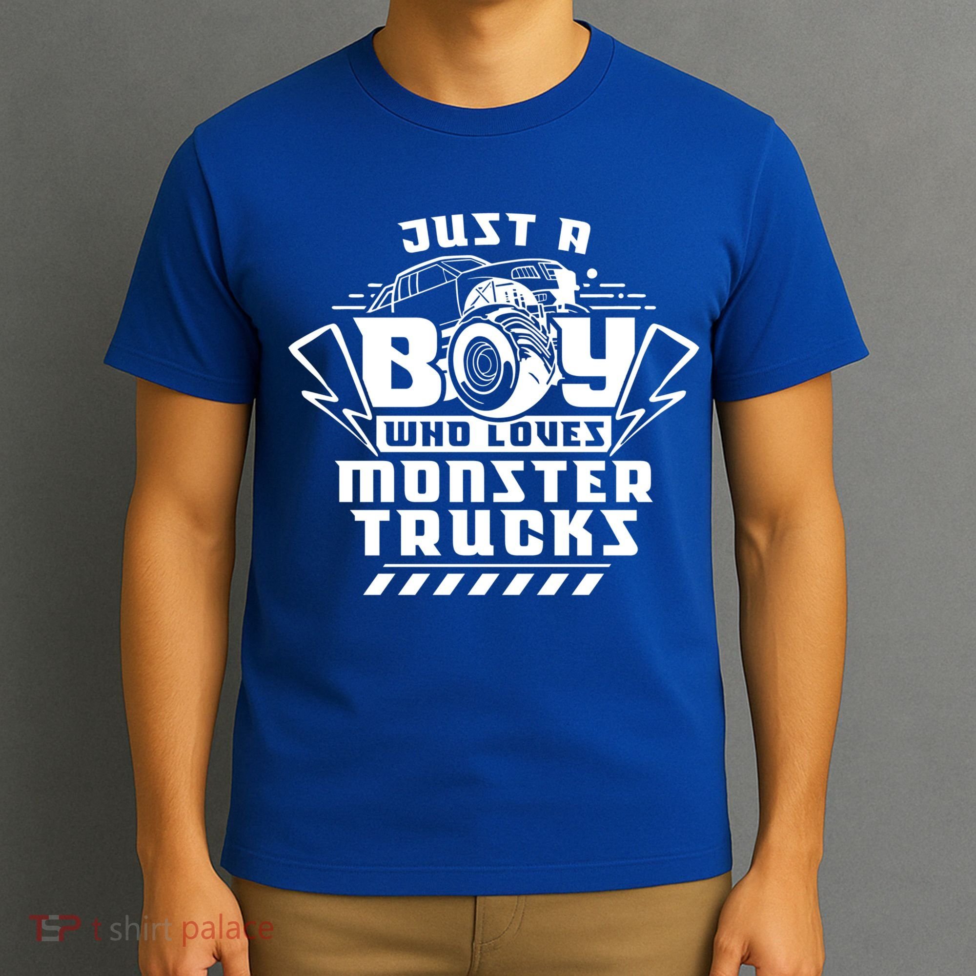 Just A Boy Who Loves Monster Trucks Monster Truck Driver Gift T-Shirt