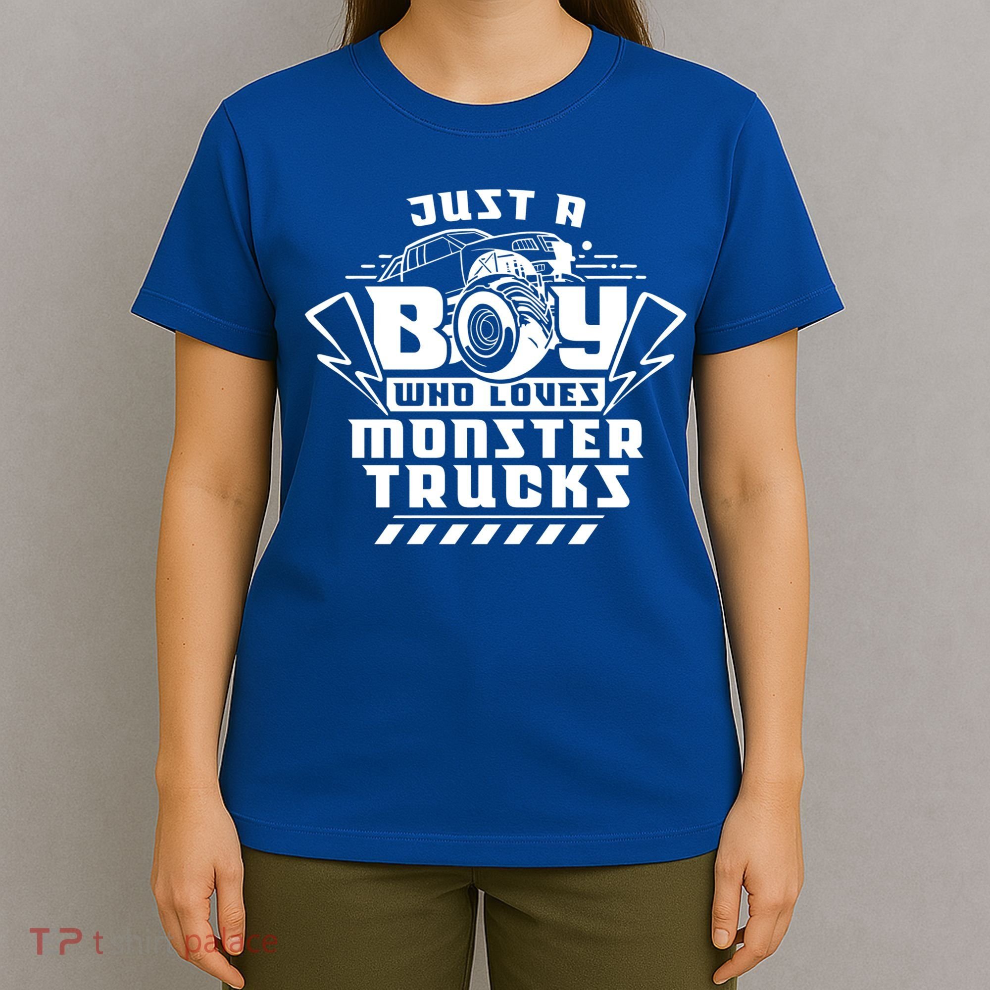 Just A Boy Who Loves Monster Trucks Monster Truck Driver Gift T-Shirt
