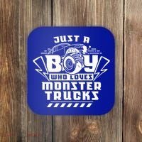 Just A Boy Who Loves Monster Trucks Monster Truck Driver Gift Coaster thumb 0