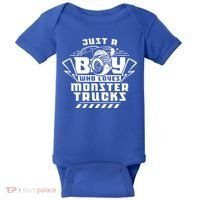 Just A Boy Who Loves Monster Trucks Monster Truck Driver Gift Baby Bodysuit thumb 0