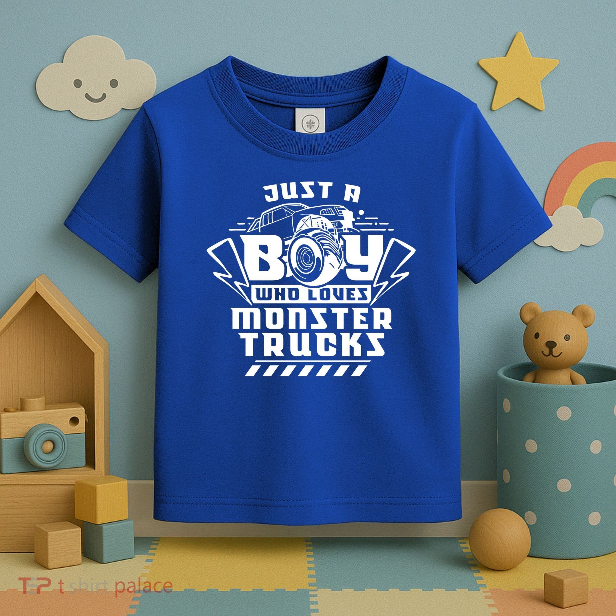 Just A Boy Who Loves Monster Trucks Monster Truck Driver Gift Toddler T-Shirt