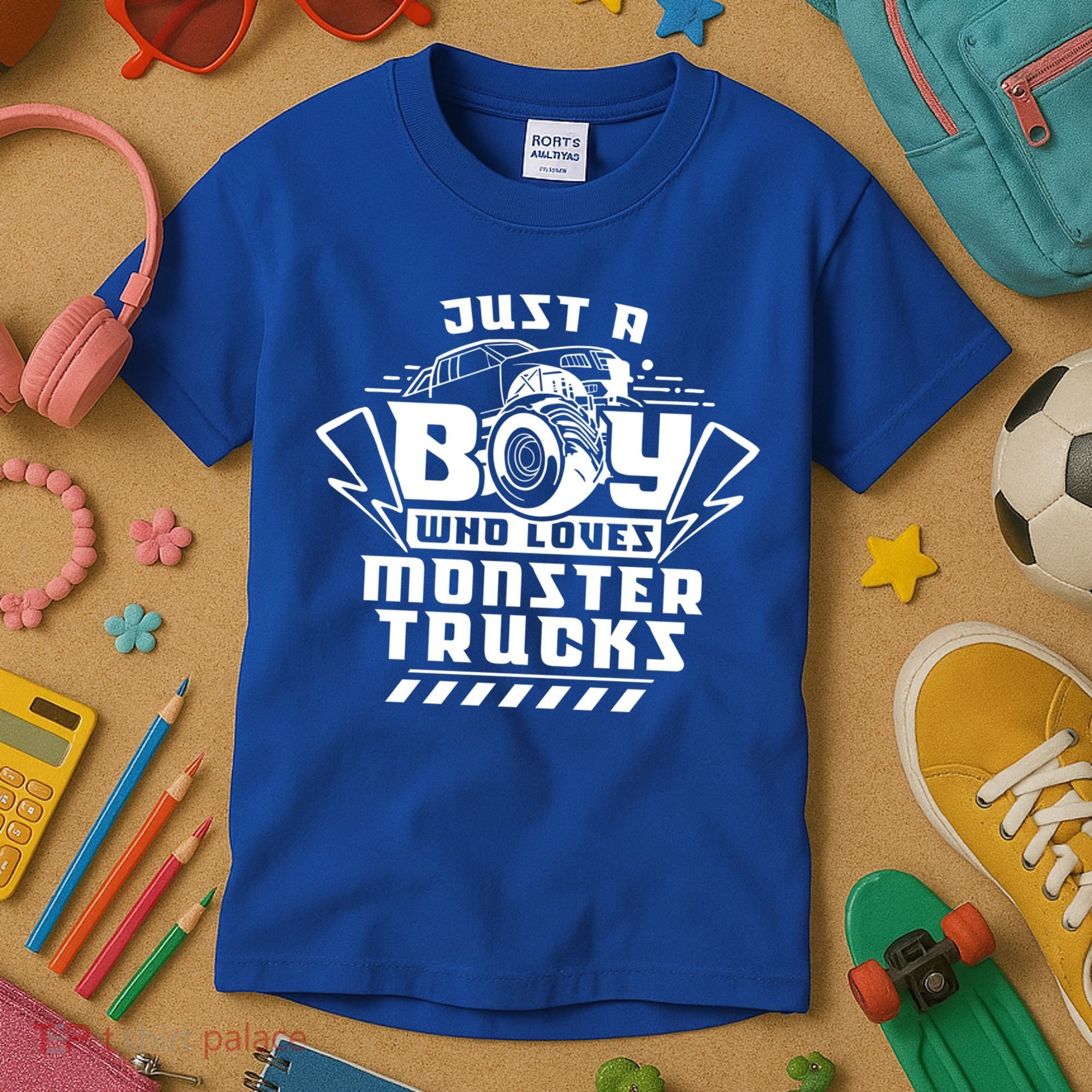 Just A Boy Who Loves Monster Trucks Monster Truck Driver Gift Kids T-Shirt