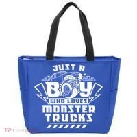 Just A Boy Who Loves Monster Trucks Monster Truck Driver Gift Tote Bag thumb 0