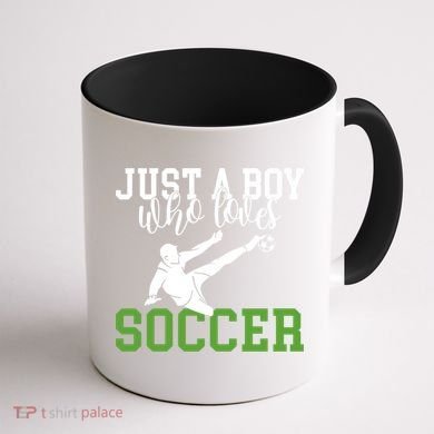 Just A Boy Who Loves Soccer Gift Coffee Mug back