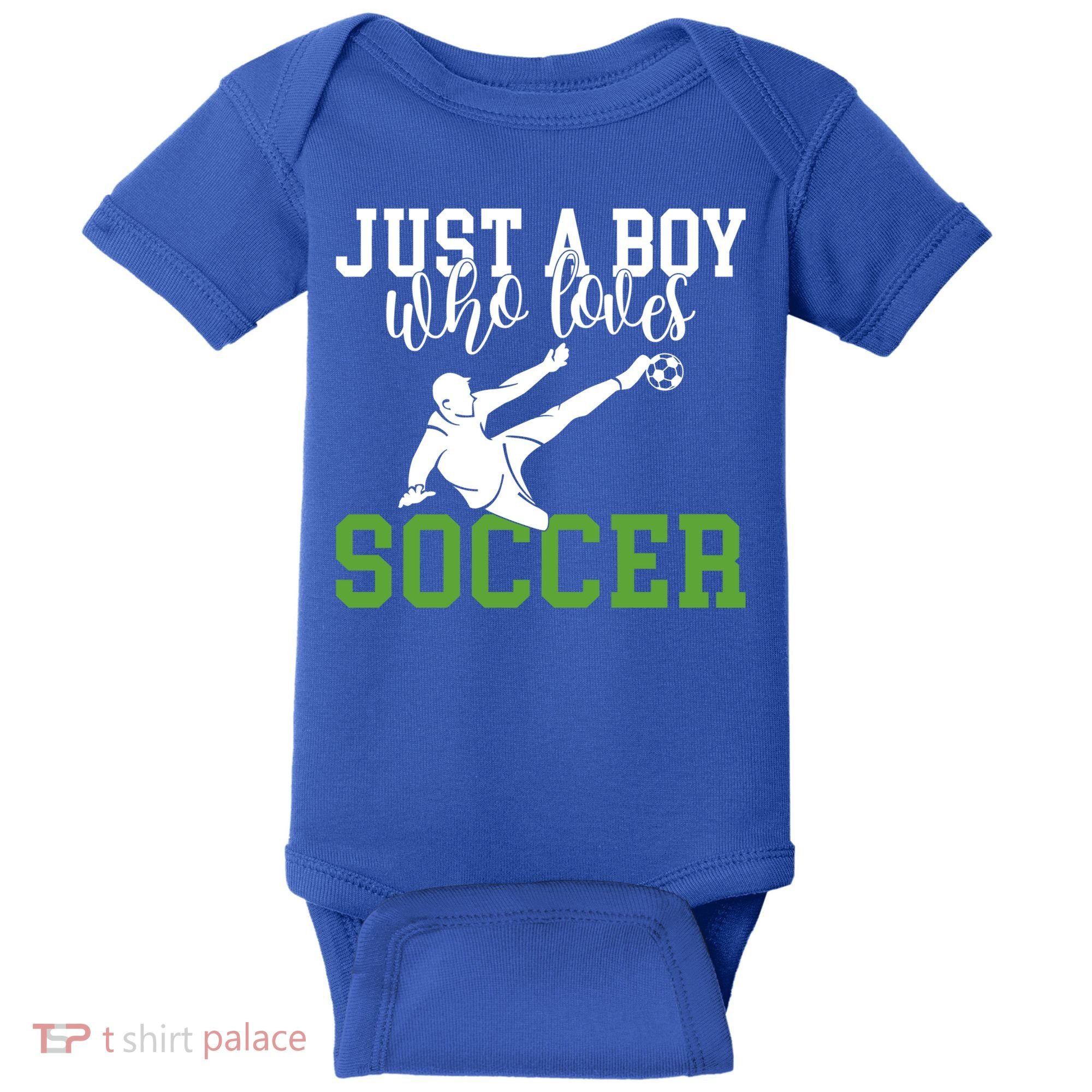 Just A Boy Who Loves Soccer Gift Baby Bodysuit