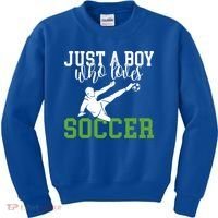 Just A Boy Who Loves Soccer Gift Kids Sweatshirt thumb 0