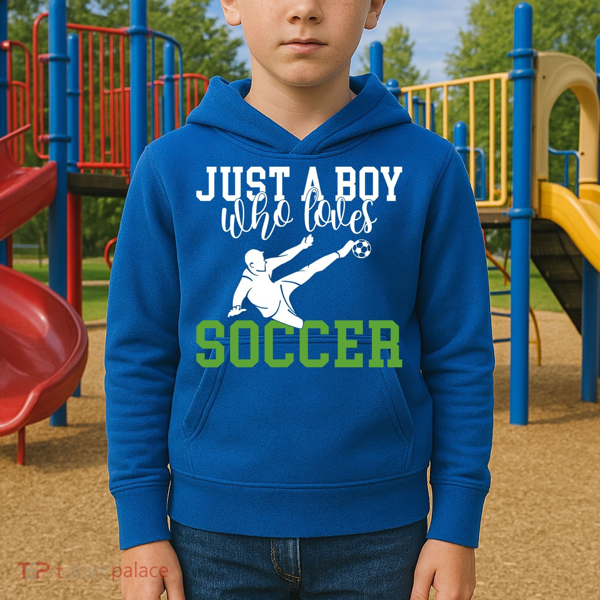 Just A Boy Who Loves Soccer Gift Kids Hoodie