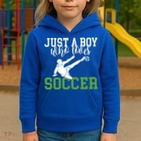 Just A Boy Who Loves Soccer Gift Kids Hoodie thumb 3