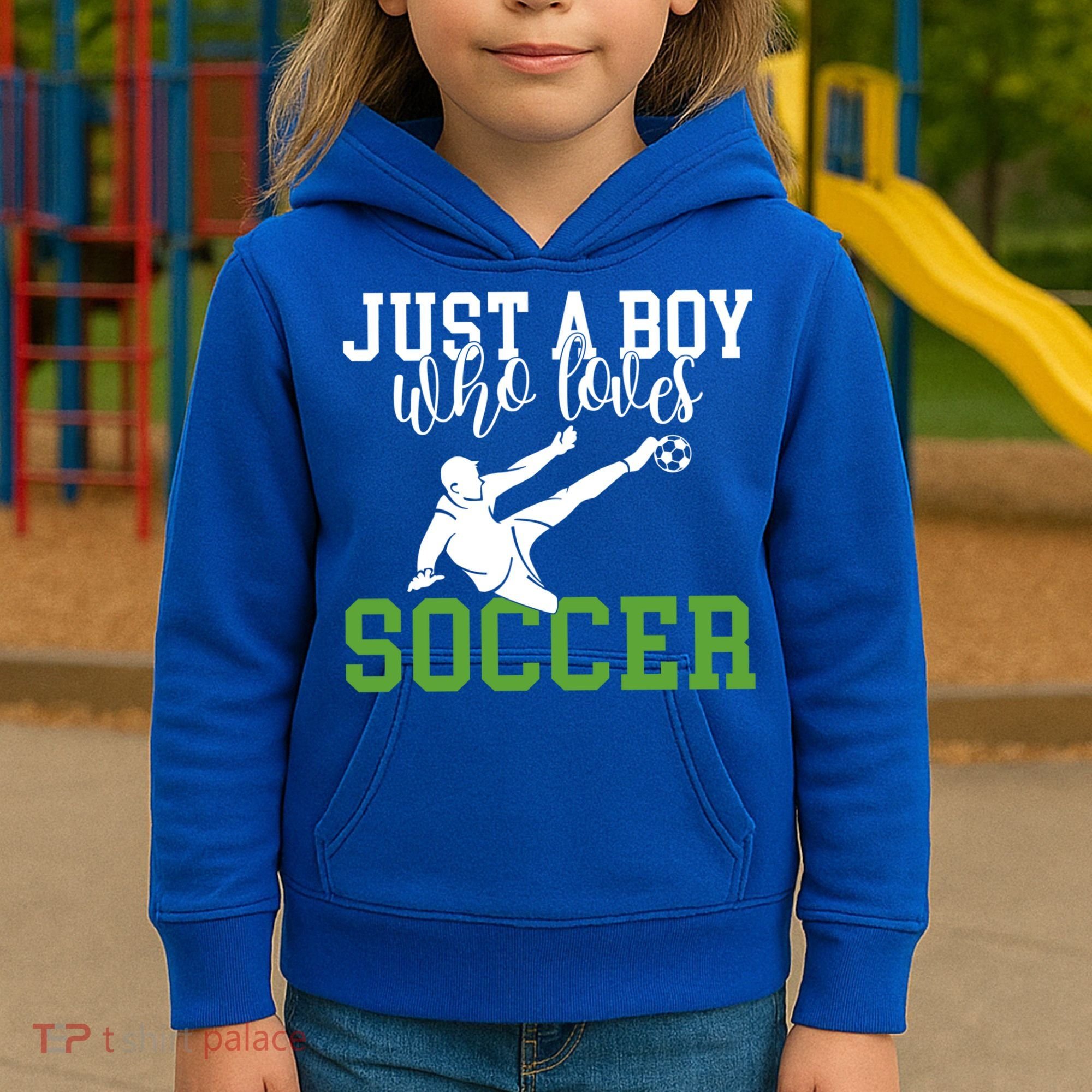 Just A Boy Who Loves Soccer Gift Kids Hoodie