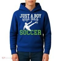 Just A Boy Who Loves Soccer Gift Kids Hoodie thumb 4