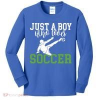 Just A Boy Who Loves Soccer Gift Kids Long Sleeve Shirt thumb 0
