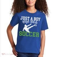 Just A Boy Who Loves Soccer Gift Kids T-Shirt thumb 2