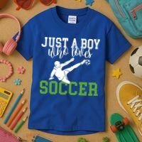 Just A Boy Who Loves Soccer Gift Kids T-Shirt thumb 3