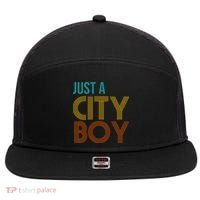 Just A City Boy Funny 7 Panel Mesh Trucker Snapback Hat thumb 0
