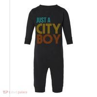 Just A City Boy Funny Infant Fleece One Piece thumb 0