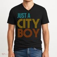 Just A City Boy Funny V-Neck T-Shirt thumb 2