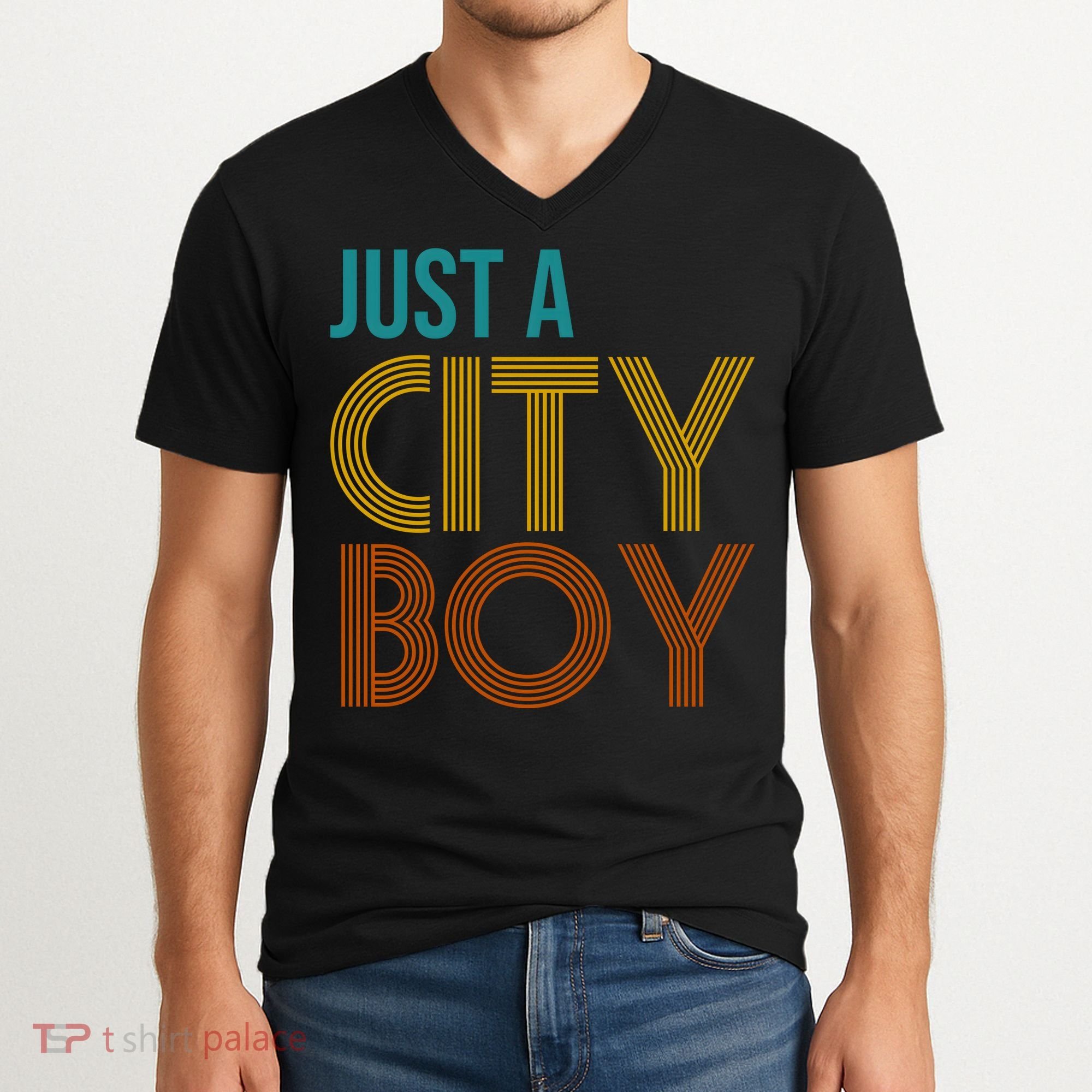 Just A City Boy Funny V-Neck T-Shirt