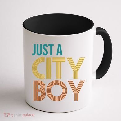 Just A City Boy Funny Coffee Mug back