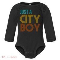 Just A City Boy Funny Baby Long Sleeve Bodysuit thumb 0